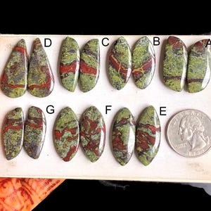 Paires de cabochons de boucles d'oreilles en jaspe sang de dragon, pierre semi-précieuse naturelle pour bijoux, boucles d'oreilles faites main, LOT de 119