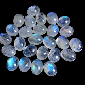 5 Pcs Moonstone Cabs 8x10 mm Oval Cabochon, Top Quality Rainbow Moonstone For Jewelry Making lot 14 Moonstone Craft supply