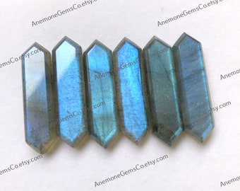 Natural Labradorite Hexagon Shape Gemstone 8x30mm,  Personalized Hexagon Shape Step Cut Labradorite For Jewelry Making, Healing Gemstone