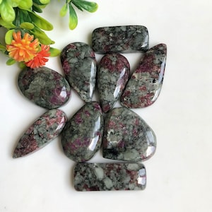 Edulite Cabochon, Natural Semi Precious Gemstone, 24 to 31mm Approx Mix Shapes and Size 9Pcs Lot, Handmade Jewelry, Energy Crystal 56296