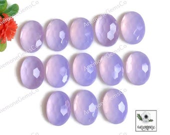 Lavender Quartz 10x14mm Gemstone, 10 Pcs Lot Oval Shape Fancy Cut With Flat Back Gemstone For Bracelet, Faceted Lavender Quartz Jewelry
