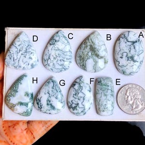 Cabochon en agate moos d'arbre sélectionné, pierre semi-précieuse naturelle pour la fabrication de bijoux, pendentifs en fil d'agate mousse, LOT de 128