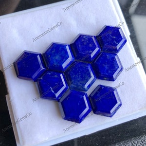 Lapis Lazuli Hexagon Shape Gemstone, Step Cut Lapis Lazuli, Lapis Gemstone For Jewelry Making, Flat Back, 10pcs lot