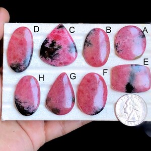 Cabochon de rhodonite sélectionnée, pierre semi-précieuse naturelle pour la fabrication de bijoux, bijoux faits main enveloppés de fil de rhodonite LOT-55