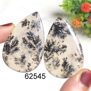 Dendrit-Opalohrring paart Edelstein, natürlicher Halbedelstein 42x27x5mm, atemberaubenden Dendrit-Opal handgemachten Ohrringe Schmuck