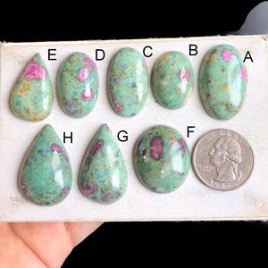 Cabochon rubis fuchsite sélectionné, pierre semi-précieuse naturelle pour la fabrication de bijoux, bijoux bagues rubis fuchsite bohème LOT - 178