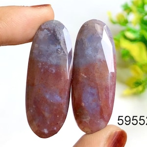 Paire de boucles d'oreilles à facettes en agate mousse rouge, pierres précieuses naturelles, paires de pierres semi-précieuses naturelles pour la fabrication de boucles d'oreilles, paires de bijoux cadeau pour elle