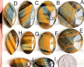 Selected Multi Tiger's Eye Cabochon, Natural Semi Precious Gemstone For Jewelry Making, Tiger's Eye Power Crystal Pendants Jewelry  LOT- 357