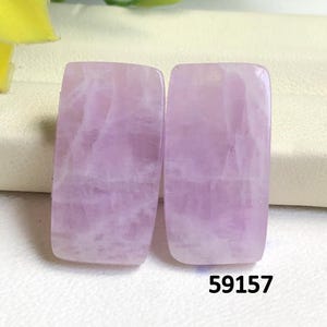 Paire de boucles d'oreilles en cabochon de pierres précieuses Kunzite, Paires de pierres semi-précieuses naturelles pour la fabrication de boucles d'oreilles, Cabochon fait main, Pendentif emballé dans un fil