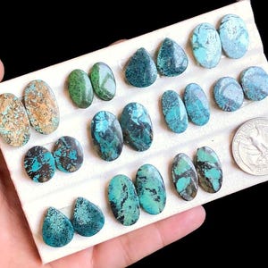 Paires de boucles d'oreilles turquoise sélectionnées, pierres semi-précieuses naturelles pour bijoux, boucles d'oreilles faites main de style sud-ouest, bijoux LOT-20