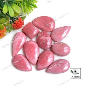 Cabochon en thulite, 14-26 mm environ, mélange de formes et de taille environ 10 pièces, pierre semi-précieuse naturelle pour la fabrication de bijoux, comme sur l'image 62417