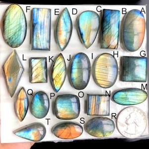 Cabochon di labradorite multicolore selezionata, pietra preziosa sciolta di labradorite di colore naturale per la creazione di gioielli, anello di cristallo curativo LOT-345