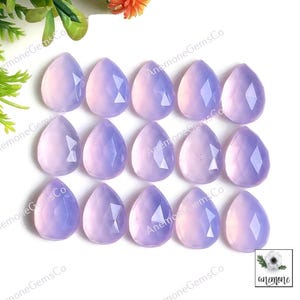 Lavender Quartz Rose Cut Gemstone, 10x14mm Pear Shape 10 Pcs Lot Rose Cut With Flat Back Gemstone For Jewelry Making And Craft Making