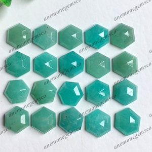 10 pezzi di pietra preziosa con taglio rosa esagonale sfaccettato in amazzonite, 10 mm circa. Pietra preziosa di amazzonite di alta qualità per la creazione di gioielli fai-da-te, forniture artigianali