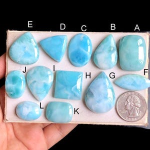 Geselecteerde larimar cabochon, natuurlijke lucht designer larimar losse edelsteen voor het maken van sieraden, blauwe larimar boho-stijl sieraden LOT-180