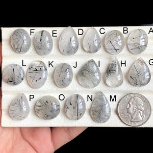 Geselecteerde zwarte rutielcabochon, mooie en zeldzame transparante zwarte rutiel natuurlijke edelsteen voor het maken van sieraden, perfect voor ringen Sieraden LOT-50