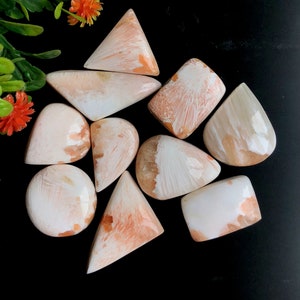 Cabujón de escolecita rosa, 20 a 30 mm aprox. Mezcla de formas y tamaño 10 piezas Lote, piedra preciosa suelta para la fabricación de joyas, colgante envuelto en alambre, 58224
