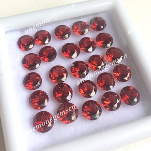 Grenat Pierre à facettes ronde 5mm 10m Pc Pack Grenat du Mozambique pour la fabrication de bijoux Grenat naturel Artisanat approvisionnement Garnet AAA Qualité supérieure