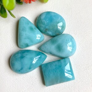 5 stuks Larimar Cabochon, Natuurlijke Larimar Cabochon Lot, Groothandel Lot Dominicaanse Larimar, Designer Larimar Losse Edelsteen. L12