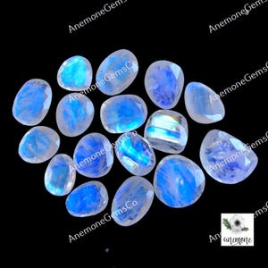 Regenbogen Mondstein Rose Schnitt 9x11-10 x 12 mm Ca., 10 Stück Lot Beidseitig facettierten Mondstein für Schmuckherstellung, Mondstein Ringe Schmuck
