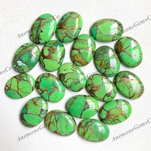 Cabochão oval turquesa de cobre verde Mojave de 13 x 18 mm, lote de pedras preciosas soltas turquesa de cobre Mojave para brincos, pingentes e fabricação de joias
