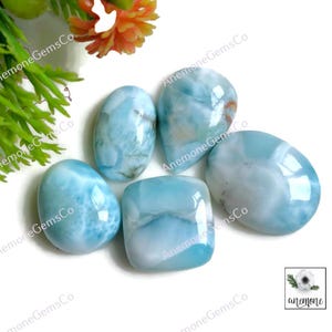 5 stuks larimar cabochon, lot natuurlijke larimar cabochon, 14-18 mm ca. Dominicaanse larimar, designer larimar losse edelsteen 62396