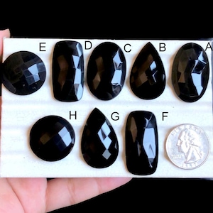 Ausgewählte Edelsteine aus schwarzem Onyx Rose Cut, natürlicher Halbedelstein für die Schmuckherstellung, facettierte Edelsteinanhänger aus schwarzem Onyx LOT-31