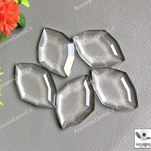 Quartz clair 12 x 18 mm, pierre précieuse en forme de marquise, qualité AAA +, lot de 5 pcs, coupe par étapes avec dos plat, pierre précieuse pour la fabrication de bijoux, pierre précieuse de guérison