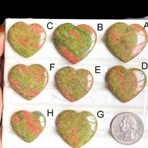 Cabochon coeur en jaspe Unkaite sélectionné, pierre semi-précieuse naturelle pour la fabrication de bijoux, pendentifs en forme de coeur pour emballage métallique LOT-283