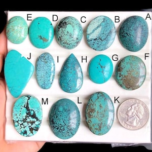 Cabochon de pierres précieuses turquoise sélectionnées, pierre semi-précieuse naturelle pour bijoux bohème, style sud-ouest et bague artisanale fabriquée à la main LOT- 238