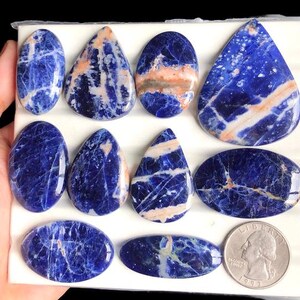 Cabochons de sodalite en jaspe sélectionnés, pierre semi-précieuse naturelle pour la fabrication de bijoux, pierre précieuse naturelle polie à la main de sodalite LOT-344