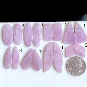 Par de brincos de kunzita selecionados, cabochões, pedras preciosas semipreciosas naturais para joias, brincos artesanais, presente especial de aniversário, lote especial - 155