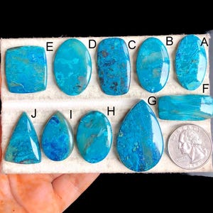 Cabujón de shattuckita seleccionado, piedra preciosa natural de shattuckita para joyería, colgantes hechos a mano, lote de 142