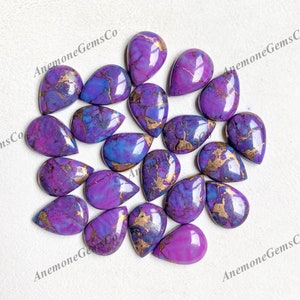 10x14mm Roxo Cobre Mohave Turquesa Pêra Cabochão 10 unidades pacote, lote de pedras preciosas soltas polidas para pingente de brinco e fabricação de joias.