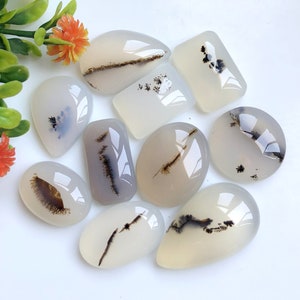 Dendrit Achat Cabochons, ca.18 bis 26mm Mix Form und Größe 10 Stück Lot, lose Edelstein für die Schmuckherstellung, Draht gewickelt Anhänger, 57139