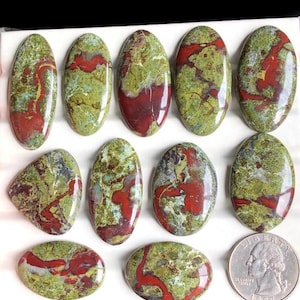 Cabochons de jaspe sang-de-dragon sélectionnés, pierre semi-précieuse naturelle pour la fabrication de bijoux, pierre précieuse en vrac pour pendentifs, LOT-353