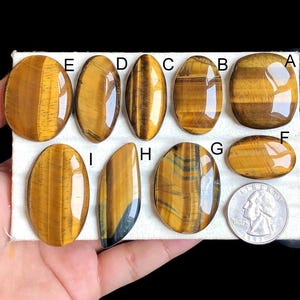 Cabochon oeil de tigre jaune sélectionné, pierre semi-précieuse naturelle pour la fabrication de bijoux, pendentifs emballés dans du fil oeil de tigre LOT 80