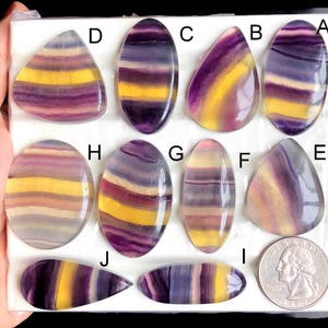 Cabujón de fluorita seleccionado, piedra semipreciosa natural para joyería, cristal curativo de fluorita transparente, hecho a mano, lote 305