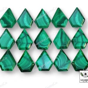 Malachiet diamantgeslepen edelsteen, 12 x 16 mm stapgeslepen peervorm halfedelsteen voor het maken van sieraden, handgemaakte sieraden, helende edelsteen
