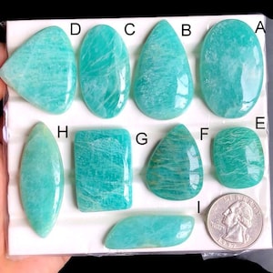 Cabochons d'amazonite sélectionnés, pierre semi-précieuse naturelle pour la fabrication de bijoux, cadeau bijoux collier et pendentifs en amazonite pour elle LOT-243