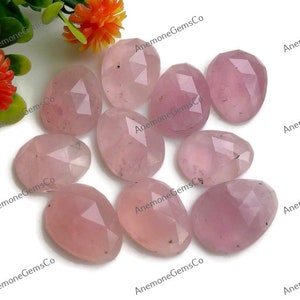 Rosenquarz facettierte Rosecut Edelstein 10 x 14 mm ca. 10 Stück Lot für Schmuckherstellung, Crystal Quartz Schmuck, polierter Edelstein