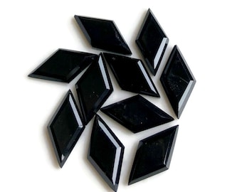 Black Onyx Kite Shape Gemstone, 10x20mm Step Cut Gemstone 10pcs Pack, Natural Black Onyx Crystal For Jewelry Making DIY, Healing Gemstone