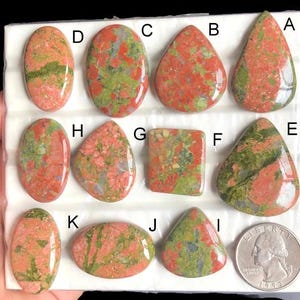 Cabochon en jaspe unkaite sélectionné, pierre semi-précieuse naturelle pour la fabrication de bijoux, pendentifs en fil de jaspe unakite LOT-319