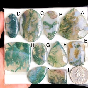 Selected Moss Agate Cabochons, Natural Moss Agate Gemstone for Jewelry Making, Healing Crystal For Handmade Pendants Jewelry  LOT- 429