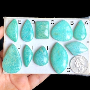 Cabochon d'amazonite sélectionnée, pierre semi-précieuse naturelle pour la fabrication de bijoux, LOT de 161