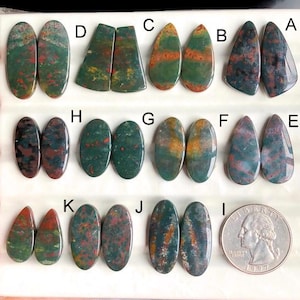 Geselecteerde bloedsteenoorbellen cabochons, natuurlijke halfedelsteen voor het maken van sieraden, ambachtelijke oorbellen sieraden LOT-366