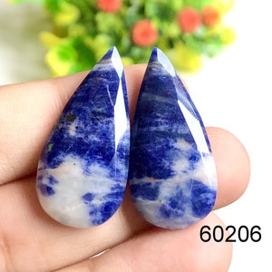 Pares de pendientes facetados de jaspe de sodalita, piedra preciosa de corte rosa de sodalita semipreciosa natural para la fabricación de pendientes, pendientes de sodalita hechos a mano