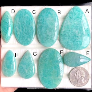 Cabochons d'amazonite sélectionnés, pierre semi-précieuse naturelle pour la fabrication de bijoux, cadeau bijoux collier et pendentifs en amazonite pour elle LOT-330