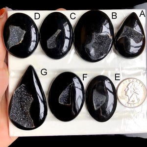 Druzy Window nera selezionata, Druzy Window naturale per la creazione di gioielli, Druzy in stile Wester, LOTTO-278