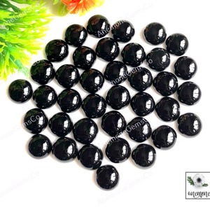 Cabochão de forma redonda de ônix preto de 7 mm, pedra preciosa semipreciosa natural para uso em joias artesanais, pedra preciosa de parte traseira plana de ônix preto